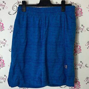 MPG shorts long sport shorts gym workout Black and Blue Athletic Shorts logo